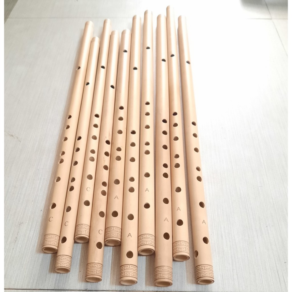 Sáo nứa khắc hình có túi da (TONE C )