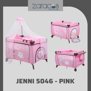 Nôi cũi vải Zaracos Jenni 5046 màu xanh và màu hồng có mùng