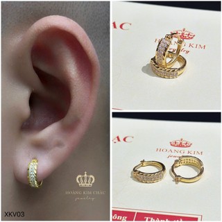 Bông tai bạc xi vàng 18K Hoàng Minh Châu Jewelry(XKV03 )nam nữ-khuyên tai tròn bạc S950 XI VÀNG 18K