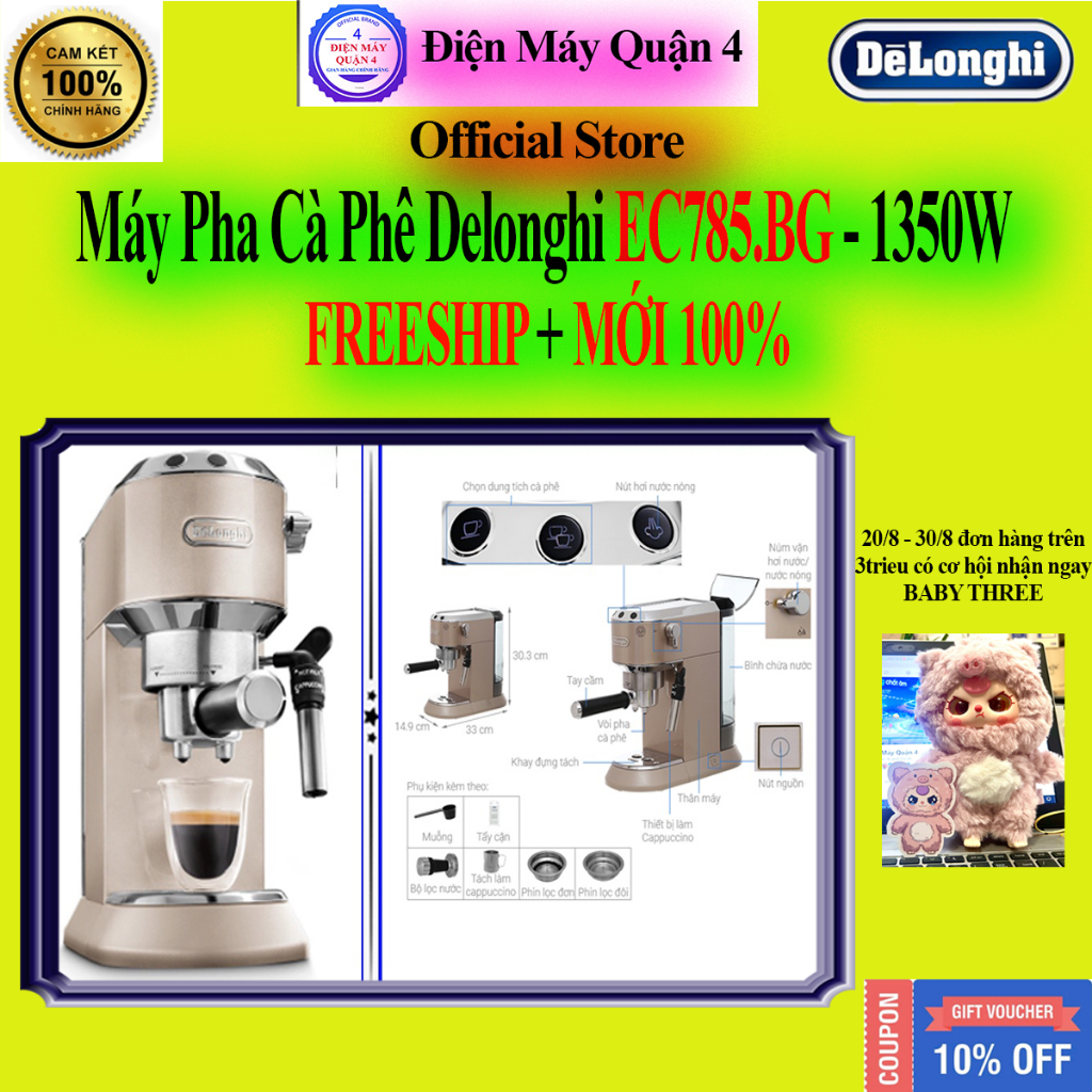 [Delonghi EC 785.BG] Máy Pha Cà Phê Delonghi EC785.BG, Bảo hành chính hãng 12 tháng