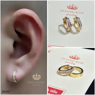 Bông tai bạc xi vàng 18K Hoàng Minh Châu Jewelry(XKV07 )nam nữ-khuyên tai tròn bạc S950 XI VÀNG 18K