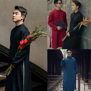  Áo Dài Nam Cách Tân Kéo Khoá Sau Lưng Lụa Tây Thi Mềm HH74 