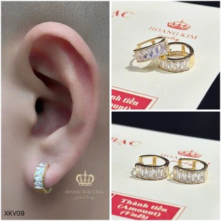 Bông tai bạc xi vàng 18K Hoàng Minh Châu Jewelry(XKV09 )nam nữ-khuyên tai tròn bạc S950 XI VÀNG 18K