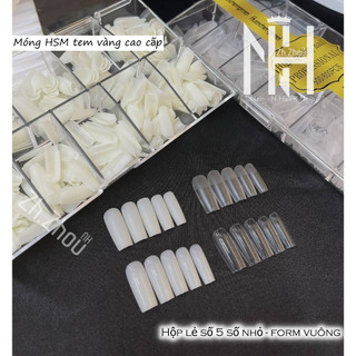 Móng Hsm form vuông tem vàng lẻ size chuẩn chính hãng, móng úp lẻ 5 size nhỏ nhất
