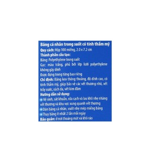 băng cá nhân trong suốt URGO 100 miếng