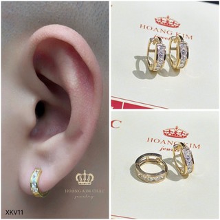 Bông tai bạc xi vàng 18K Hoàng Minh Châu Jewelry(XKV11 )nam nữ-khuyên tai tròn bạc S950 XI VÀNG 18K