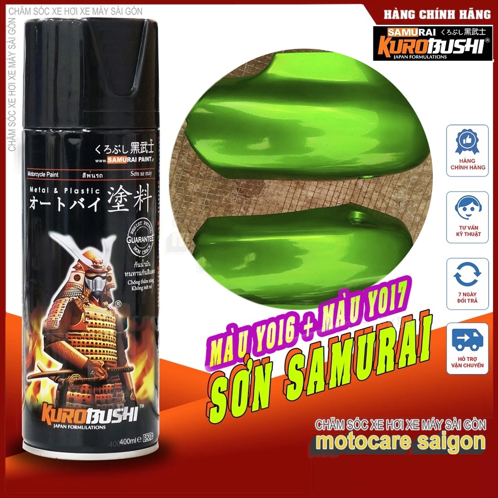 COMBO Sơn Samurai Màu xanh Candy Y017 + Màu vàng Candy Y016