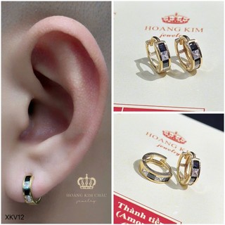 Bông tai bạc xi vàng 18K Hoàng Minh Châu Jewelry(XKV12 )nam nữ-khuyên tai tròn bạc S950 XI VÀNG 18K