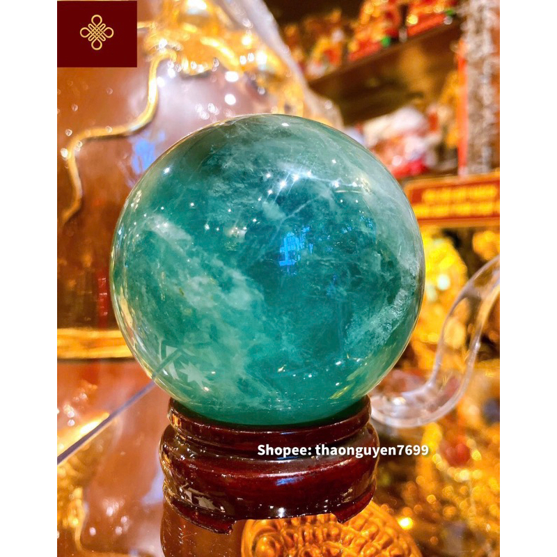 Quả Cầu Xanh Fluorite phong thuỷ (phù hợp với mệnh Thuỷ, Mộc)(từ 0.3kg ~ 5.5cm -> 1kg ~ 8.5cm)