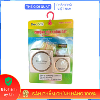   HỎA TỐC  Chuông cửa không dây Decom DC1108E nhiều kiểu nhạc nút nhấn chống nước - Hàng chính hãng 