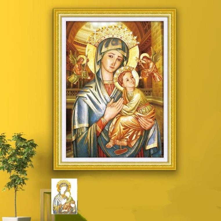 Tranh đính đá đức mẹ Maria ,tranh thêu đức mẹ Maria. Tranh chưa làm và chưa khung tranh