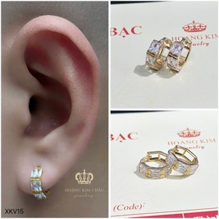 Bông tai bạc xi vàng 18K Hoàng Minh Châu Jewelry(XKV15 )nam nữ-khuyên tai tròn bạc S950 XI VÀNG 18K