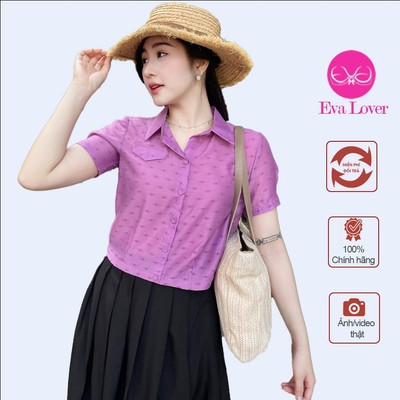 Áo Sơ Mi Nữ Cộc Tay Họa Tiết Chấm Bi Mã ASM2024206 Evalover Vải Tơ Nhật Mềm Mát