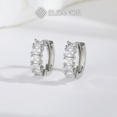 Bông tai nữ chuôi bạc 925 Eleanor Accessories đính đá phụ kiện trang sức khuyên tai tròn 8211