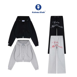 Calem Club - [ Có bán lẻ] Quần dài ống rộng Nỉ Chân Cua dày dặn và Áo Khoác Nỉ Dây Kéo 2 đầu form boxy có chữ in