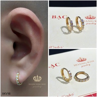 Bông tai bạc xi vàng 18K Hoàng Minh Châu Jewelry(XKV16 )nam nữ-khuyên tai tròn bạc S950 XI VÀNG 18K