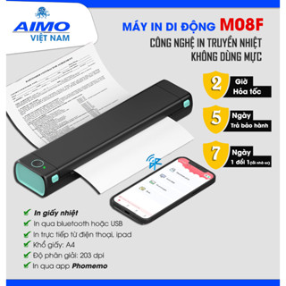 Máy In Di Động A4 M08F - In giấy nhiệt - Kết nối Bluetooth in trực tiếp từ iPhone - iPad, USB