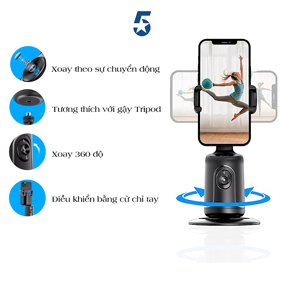 Gậy quay video chụp ảnh Gimbal xoay 360 độ tự nhận diện theo dõi khuôn mặt, 5SAO