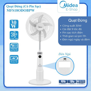 Quạt Đứng, Quạt Tích Điện Midea FS45-23MRD (Quạt Cây Động Cơ DC inverter 30w, Có Điều Khiển Từ Xa)
