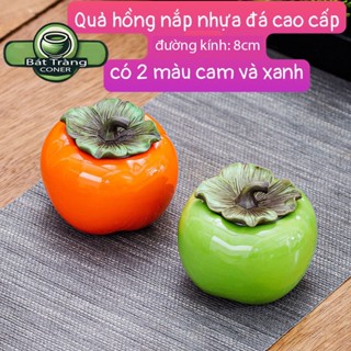 Quả hồng may mắn, hũ sứ đựng trà khô, quả hồng đựng mứt, hạt khô, trái hồng tài lộc, hạnh phúc