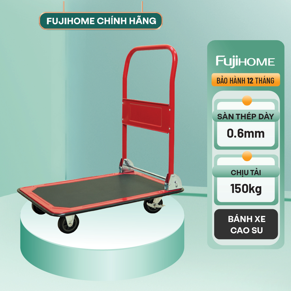 Xe đẩy hàng sàn thép nhập khẩu FUJIHOME HT-415 Tải trọng 150kg - Thiết kế chắc chắn, có thể gấp gọn