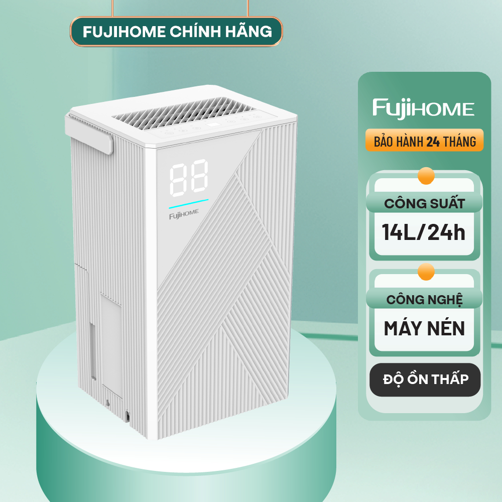 Máy hút ẩm dùng máy nén nhập khẩu FUJIHOME DH14 Công suất hút 14 lít/ ngày-Phù hợp diện tích 15-25m2