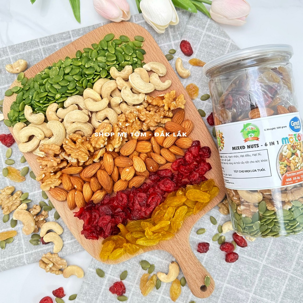 MIX HẠT VÀ TRÁI CÂY SẤY NGUYÊN VỊ – 500GR (MIX NUTS) (CÓ XUẤT HÓA ĐƠN CÔNG TY)