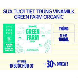 Sữa tươi tiệt trùng Vinamilk 100% Organic không đường 180ml  - Thùng 48 hộp