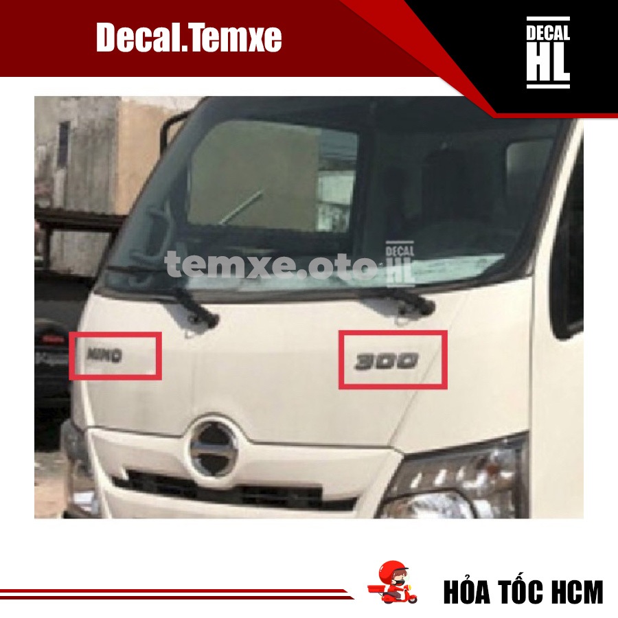 Tem chữ Hino 300 dán đầu xe Hino. Tem Hino 300