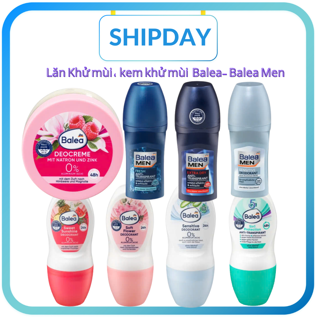 Lăn khử mùi Nam Nữ lăn nách Balea nội địa Đức, ngăn mùi hiệu quả, khô thoáng 50ml
