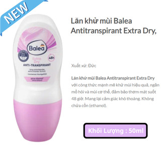 Lăn khử mùi Nam Nữ lăn nách Balea nội địa Đức, ngăn mùi hiệu quả, khô thoáng 50ml