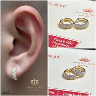 tổng hợp bông tai tròn bạc xi vàng 18k Hoàng Minh Châu Jewelry - khuyên tai tròn nam nữ chuẩn bạc