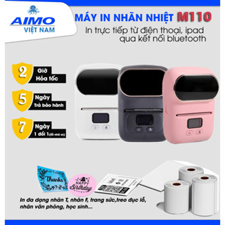 Máy In Nhãn Di Động Aimo M110 - In Mã Vạch QR, Nhãn Cáp, Nhãn Trang Sức, Bluetooth, In Qua App