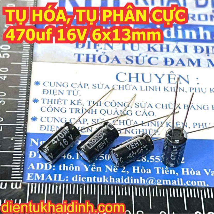 TỤ HÓA, TỤ PHÂN CỰC 470uf 16V (50 tụ) KDE1807
