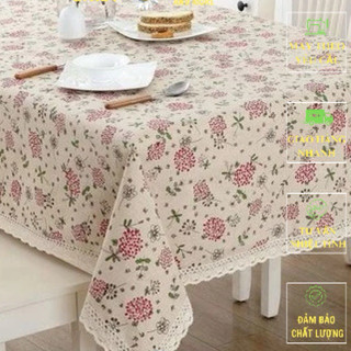 [Bồ công anh] Khăn trải bàn vải canvas VIỀN REN họa tiết BỒ CÔNG ANH phong cách Nhật Bản nhẹ nhàng vintage