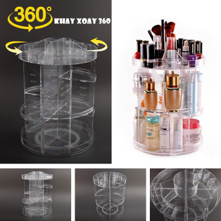 Khay đựng mỹ phẩm mika xoay 360 độ