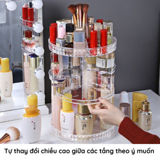 Khay đựng mỹ phẩm mika xoay 360 độ