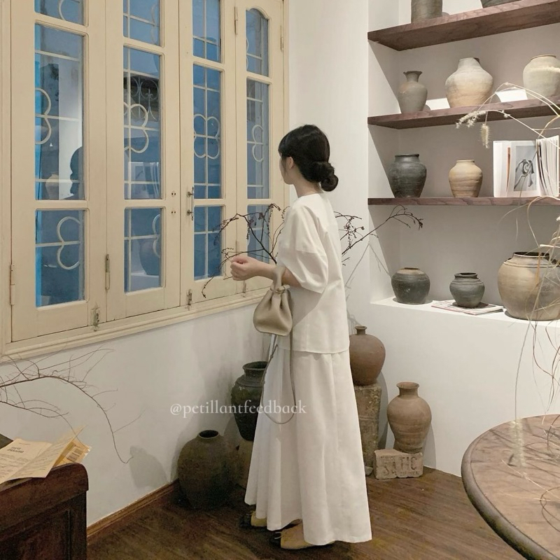 𝐇𝐞𝐥𝐞𝐧 𝐒𝐞𝐭 (𝐋𝐢𝐧𝐞𝐧) (Set áo cổ xẻ form rộng) | BigBuy360 - bigbuy360.vn