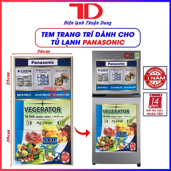 Miếng dán tủ lạnh PANASONIC, tem dán trang trí tủ lạnh PANASONIC