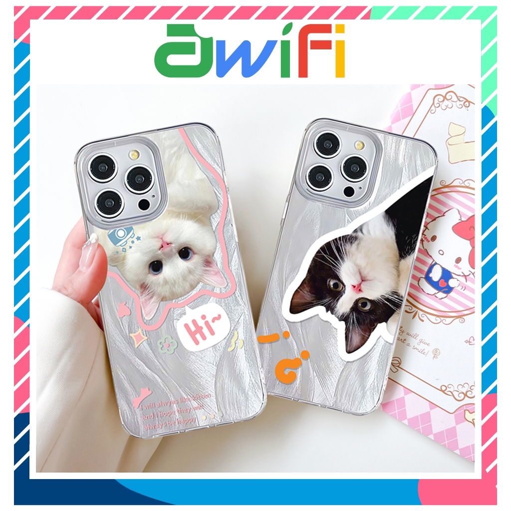Ốp lưng iphone IMD lông vũ kitty hi 6s/6plus/7/8/plus/x/xs/11/12/13/14/15/pro/max/plus/promax- Awifi