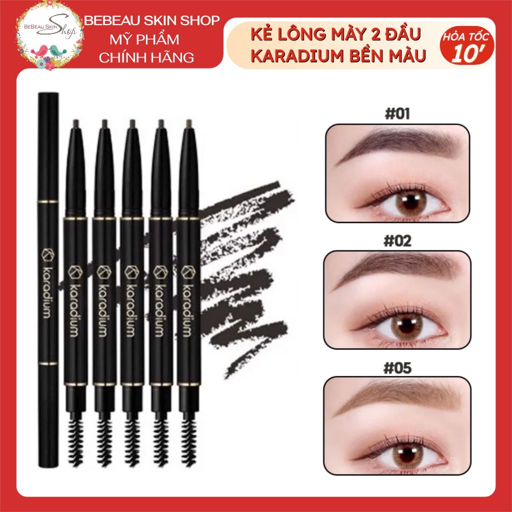 Chì kẻ mày 2 đầu Karadium Flat Eyebrown Pencil