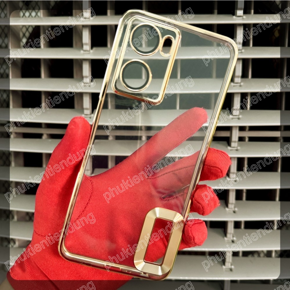 Ốp Lưng Oppo A57 4G / A57s 4G / A77 4G / A77s 4G Dẻo Trong Viền Vàng Siêu Đẹp Hở Logo Có Bảo Vệ Camera