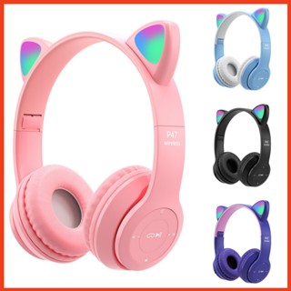 Tai Nghe Mèo Bluetooth P47M, Tai Mèo Dễ Thương Có Mic, Âm Bass Mạnh Mẽ Nghe Nhạc Cực Hay Bảo Hành 1 Năm