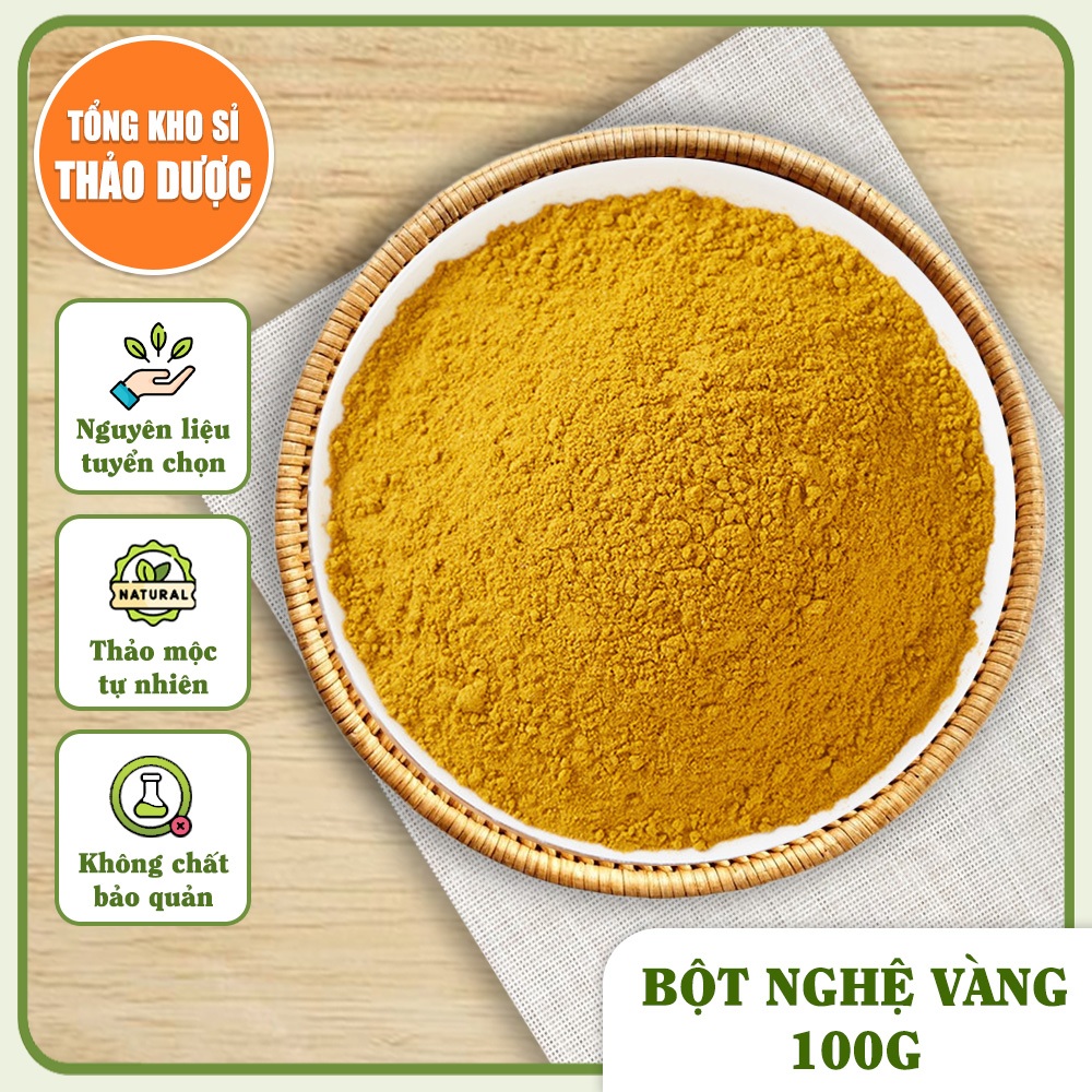 Tinh bột nghệ vàng 100g (hỗ trợ tiêu hóa, giảm đau dạ dày, bột đắp mặt làm đẹp)