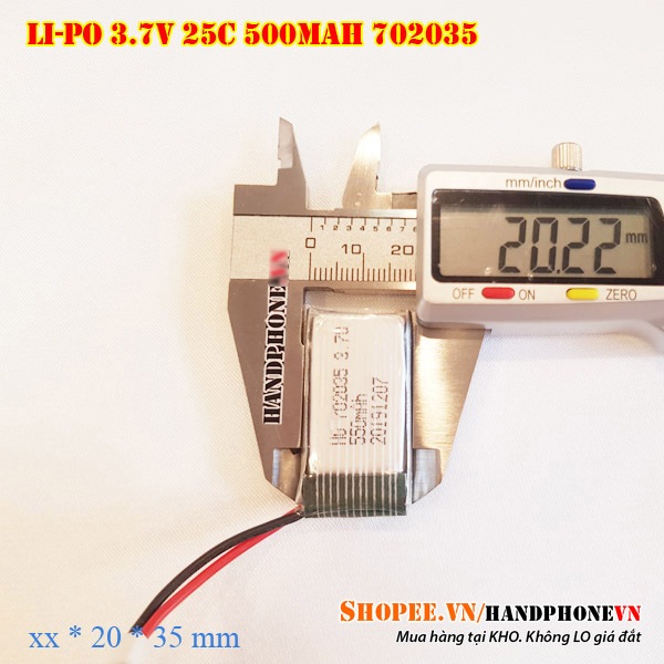 Pin Li-Po 3.7V 500/550mAh 702035 752035 802035 dòng xả cao 25C cho thiết bị RC: máy bay, ô tô đồ chơi điều khiển