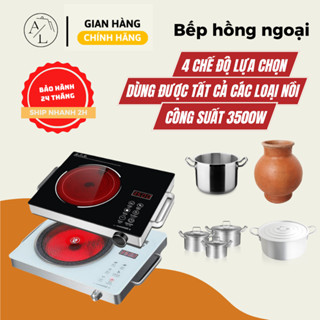 Bếp hồng ngoại cảm ứng cao cấp - Cảm ứng có đèn LED, mặt kính cường lực 3500W - Bảo Hành 24 Tháng