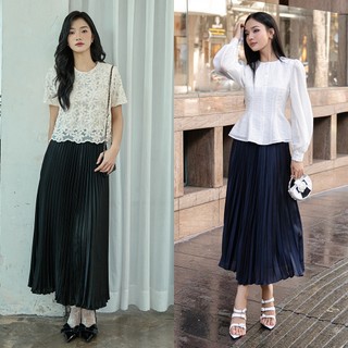 OLV - Chân váy lụa xếp ly 2 màu Pleated Skirt