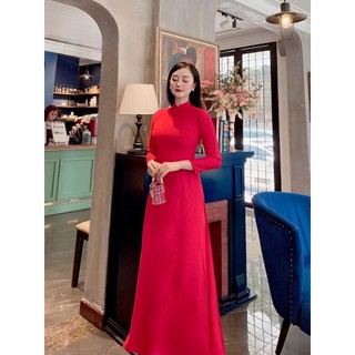 Áo Dài Trơn Lụa Mỹ Màu Xanh Cốm