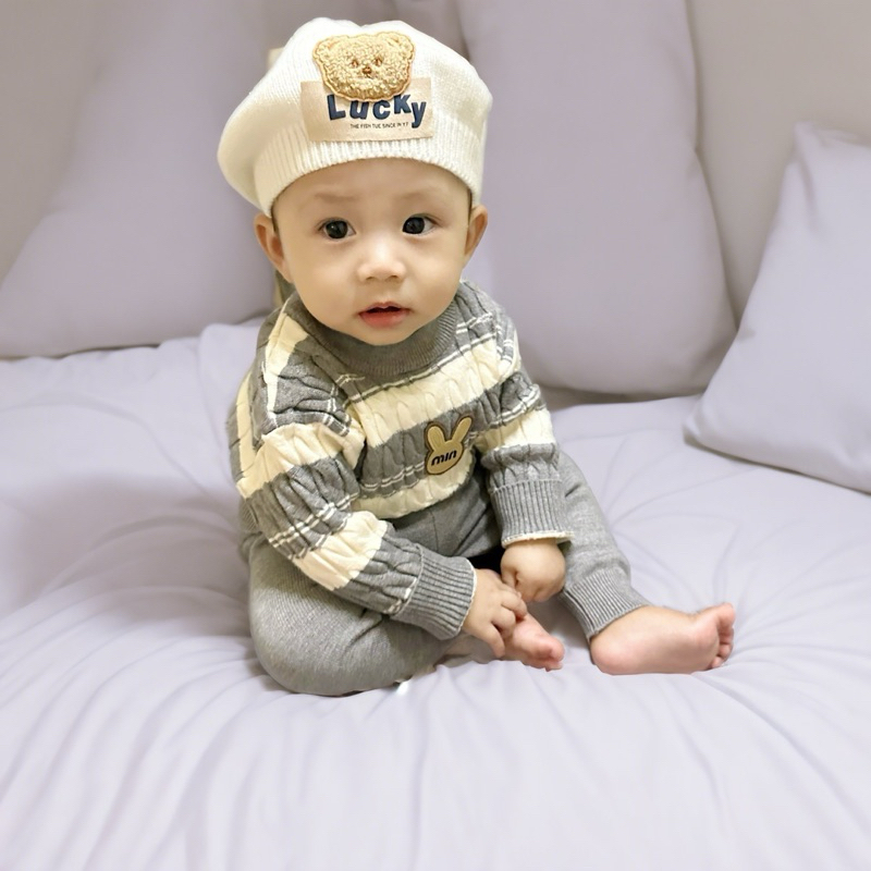 [Helen Kids Shop] - Bộ len QUẢNG CHÂU CAO CẤP cho bé trai từ 6-14kg. Ảnh thật