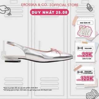 Erosska - Giày cao gót nữ mũi nhọn phối nơ quai mảnh cao 2cm màu bạc - EL048